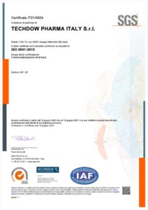 Techdo Pharma Italy Certificato ISO 9001-2015